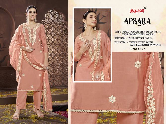 Apsara 2815 By Bipson Roman Silk Embroidery Dress Material Wholesale Shop In Surat